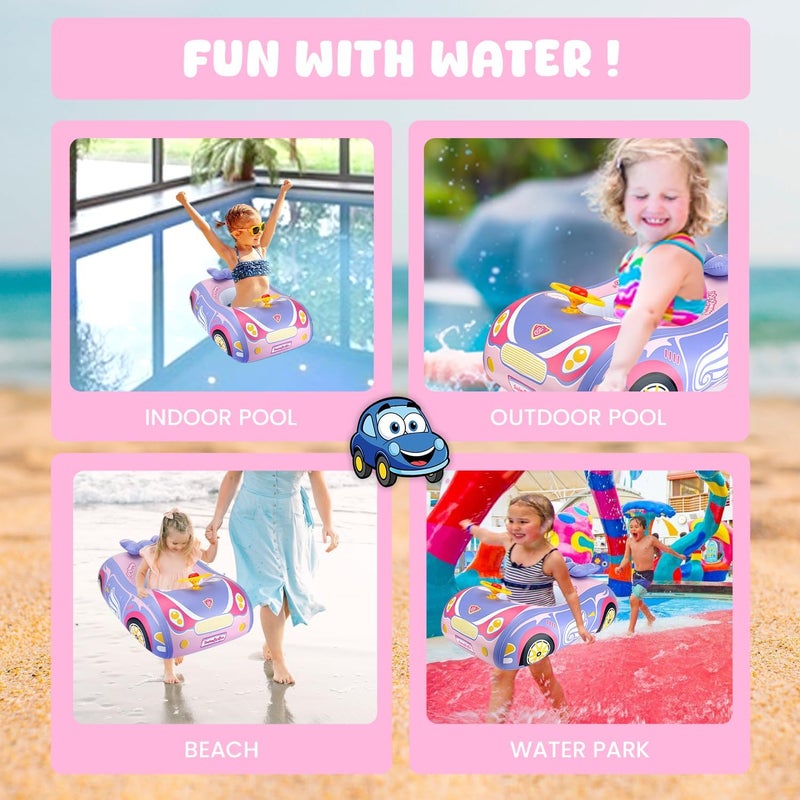 RADSHSP Baby Pool Float 3D Car Baby Floaties for Toddlers 12-48 Months Heavy Duty Infant Swim Float Toddlers Pool Floats Kids Swim Floaties Swimming Pool Floats for 1-4 Years Toddler Floaties for Boys & Girls - Image 5